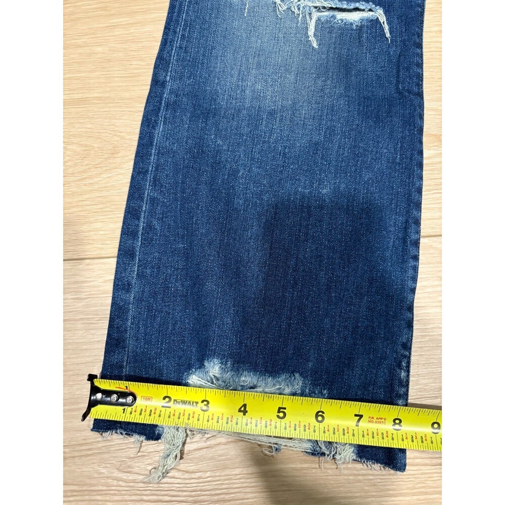 J Brand Women's 32 Mid Rise Cropped Bootcut Jeans Frayed Hem Distressed Knee Den - Picture 4 of 10